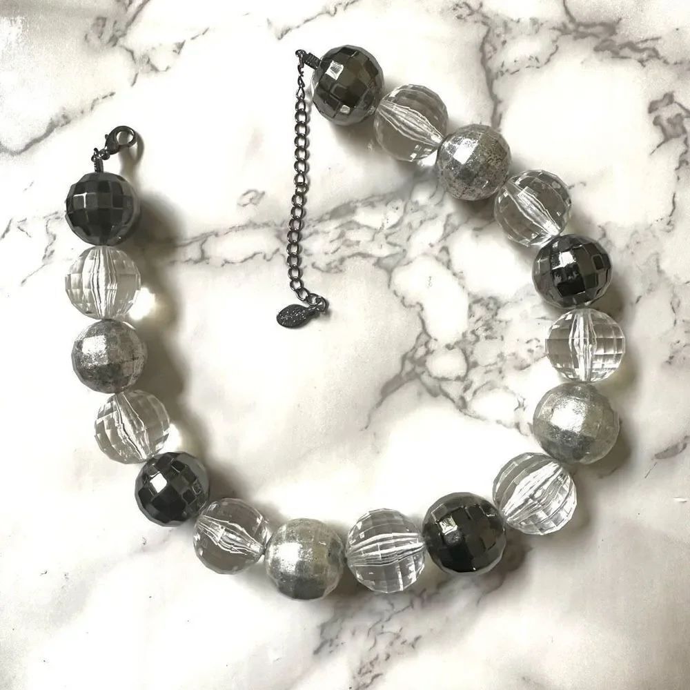 Bijoux Terner black and silver chunky beaded necklace